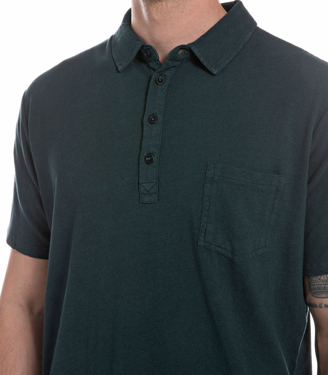 Essentialリネンコットンジャージーポロシャツ 詳細画像 ボトルグリーン 4